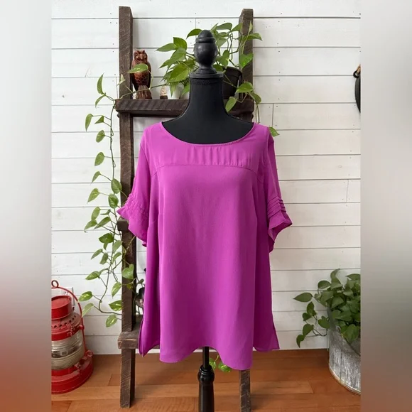 Avenue Vibrant Magenta Blouse - Picture 3 of 17